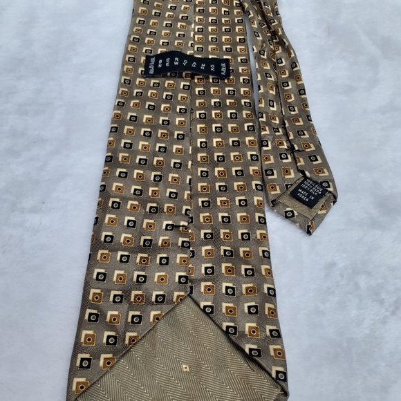 Bergamo New York Men's Tie Geometric Silk 61 Inch - Picture 3 of 6